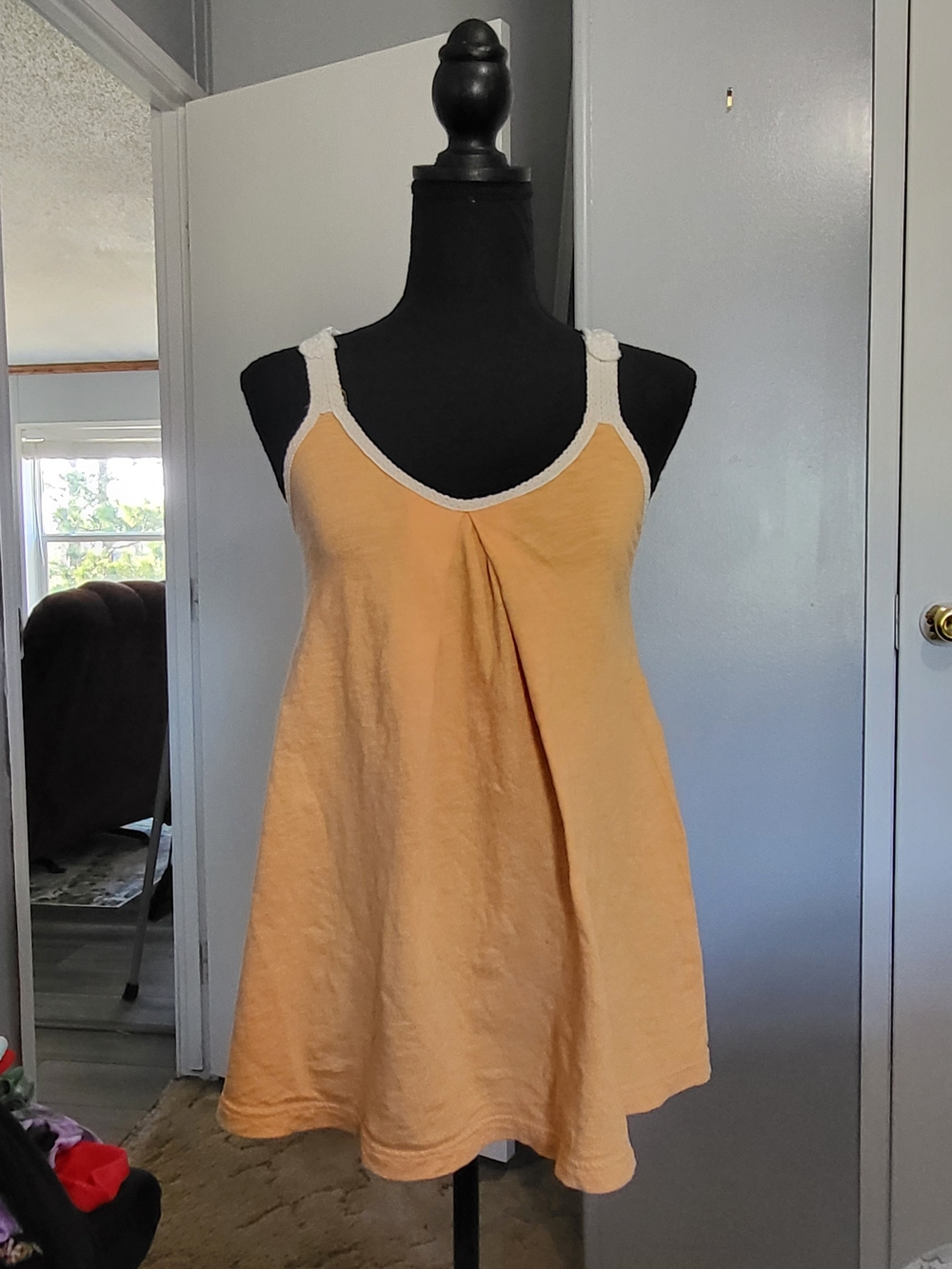 Women's Peach Tank Top with White Trim
